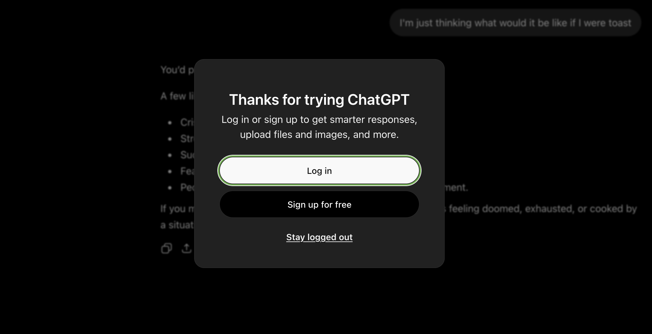 ChatGPT login prompt